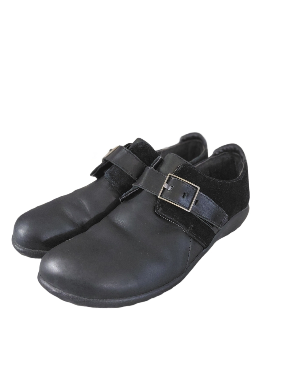 Naot Tane Black Leather & Suede Slip-On Flat Women's Size 9 Monk Shoe - Picture 8 of 11